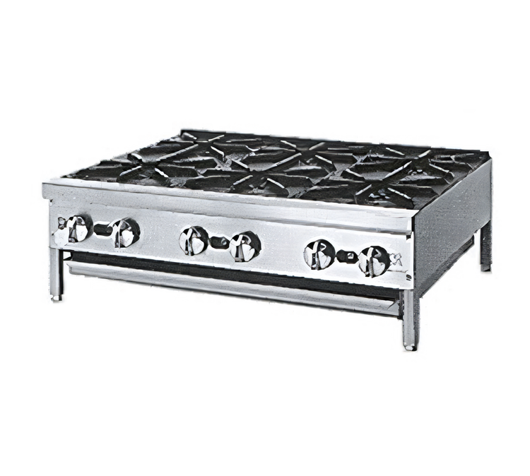 Product image #1 for Supreme 36-Inch Commercial Countertop Gas Hot Plate with 6 Open Burners, 165,000 BTU
