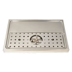 Thumbnail image #1 for Micro Matic USA DP-1605 Stainless Steel Platform Drip Tray with Glass Rinser, Surface Mount, 23-5/8" x 15-3/4", for 2-3 Faucets