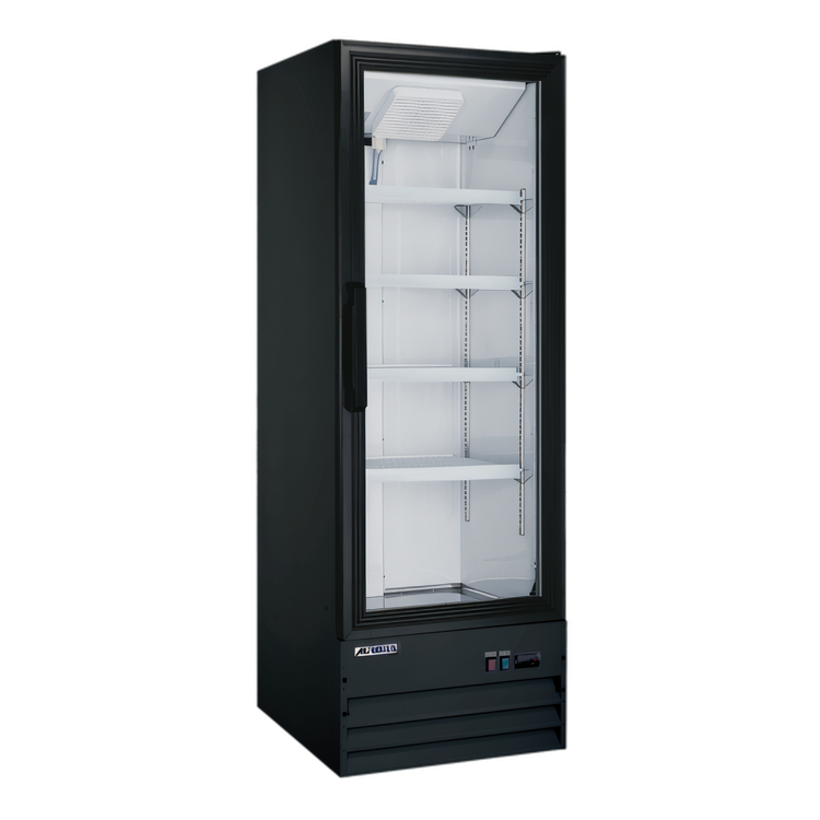 Product image #1 for Aurora Black 1-Section Reach-In Glass Door Display Refrigerator, 9 Cu. Ft., Bottom-Mount Self-Contained