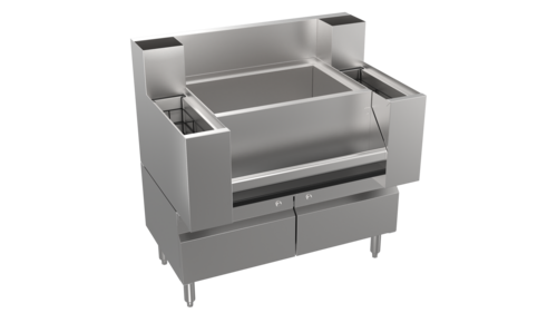 Product image #1 for Krowne Royal Series 36-Inch Casino Workstation Bar Ice Bin with Center Ice Bin, 10-Circuit Cold Plate, Bottle Wells, and 24-Inch Speedrail