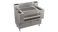 Krowne Royal Series 36-Inch Casino Workstation Bar Ice Bin with Center Ice Bin, 10-Circuit Cold Plate, Bottle Wells, and 24-Inch Speedrail
