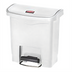 Thumbnail image #1 for Slim Jim 4-Gallon Resin Step-On Trash Can with Front Pedal and Hinged Lid, White