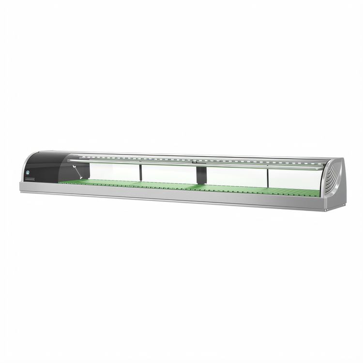 Product image #1 for Hoshizaki 83-Inch Countertop Refrigerated Sushi Display Case with Curved Front Glass and Left-Side Self-Contained Refrigeration