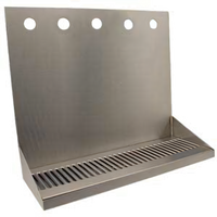 Wall-Mount Stainless Steel Drip Tray Trough with 5 Faucet Holes