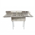 Thumbnail image #1 for Omcan Space Saver 62-Inch Three-Compartment Sink with Left/Right Drain Boards