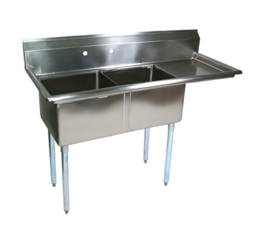 Product image #1 for John Boos E-Series 2-Compartment Stainless Steel Sink with Right Drainboard and Backsplash