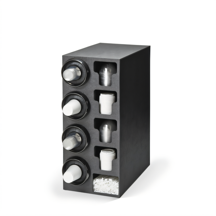 Product image #1 for Vollrath LidSaver2 Cabinet Style Black ABS Plastic Cup, Lid & Straw Dispenser