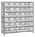 Thumbnail image #1 for Quantum Heavy-Duty Stationary Wire Shelving Unit with 7 Shelves and 30 Clear Bins, 36 x 18 x 39 Inches