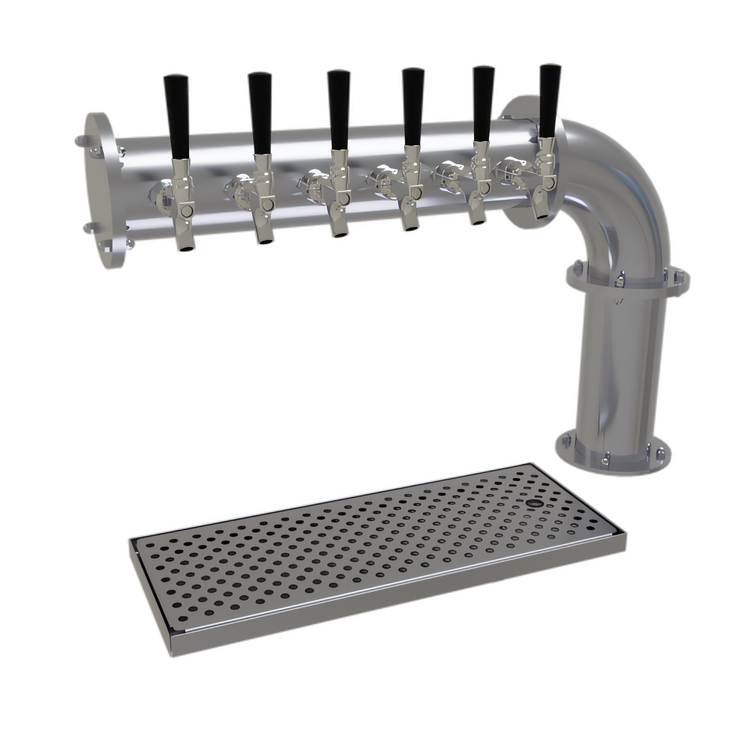 Product image #1 for Glastender PC-6-SS Countertop Pipe Cantilever Draft Dispensing Tower, 6 Faucets, Air-Cooled, Stainless Steel