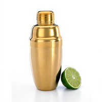 Barfly Heavy-Duty 17 oz 3-Piece Gold-Plated Cocktail Shaker