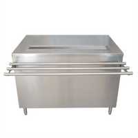 72-Inch Stainless Steel Cashier-Serve Counter with Cashier-Side Urn Trough, Drop Shelf, and Adjustable Undershelf
