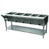 Thumbnail image #1 for Advance Tabco Triumph Supreme 77-3/4-Inch Electric Hot Food Table with 5 Sealed Wells, Poly Cutting Board, and Open Galvanized Base