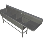Thumbnail image #1 for John Boos Pro-Bowl 4PB20-1D30R 4-Compartment Stainless Steel Sink, 20 x 20 x 12-Inch Bowls, 30-Inch Right Drainboard, 10-Inch Backsplash