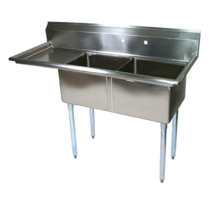 Product image #1 for John Boos E-Series 2-Compartment Stainless Steel Floor Model Sink with Left Drainboard