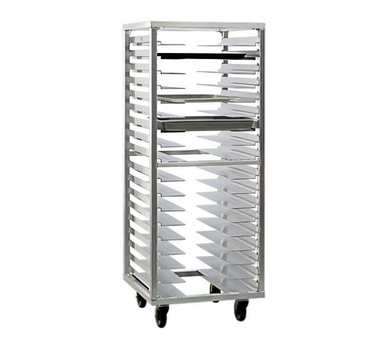Product image #1 for Universal Mobile End-Loading Stepped-Angle Pan Rack, 18 Pair, 3-Inch Centers
