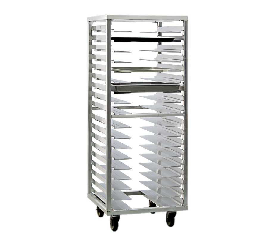 Product image #1 for Universal Mobile End-Loading Stepped-Angle Pan Rack, 18 Pair, 3-Inch Centers
