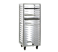 Universal Mobile End-Loading Stepped-Angle Pan Rack, 18 Pair, 3-Inch Centers