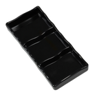 Thumbnail image #1 for Town Equipment 31283B/DZ Three-Compartment Melamine Sauce Dish, 7-1/2" x 3-1/4", Black