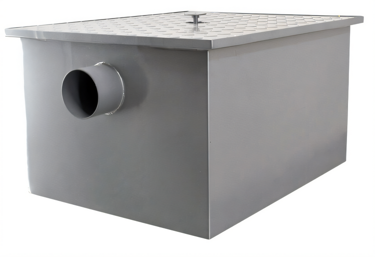 Product image #1 for Omcan USA Commercial 50 lb Capacity Grease Trap, 25 GPM, 4-Inch Threaded Inlet/Outlet