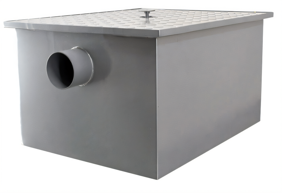 Product image #1 for Omcan USA Commercial 50 lb Capacity Grease Trap, 25 GPM, 4-Inch Threaded Inlet/Outlet
