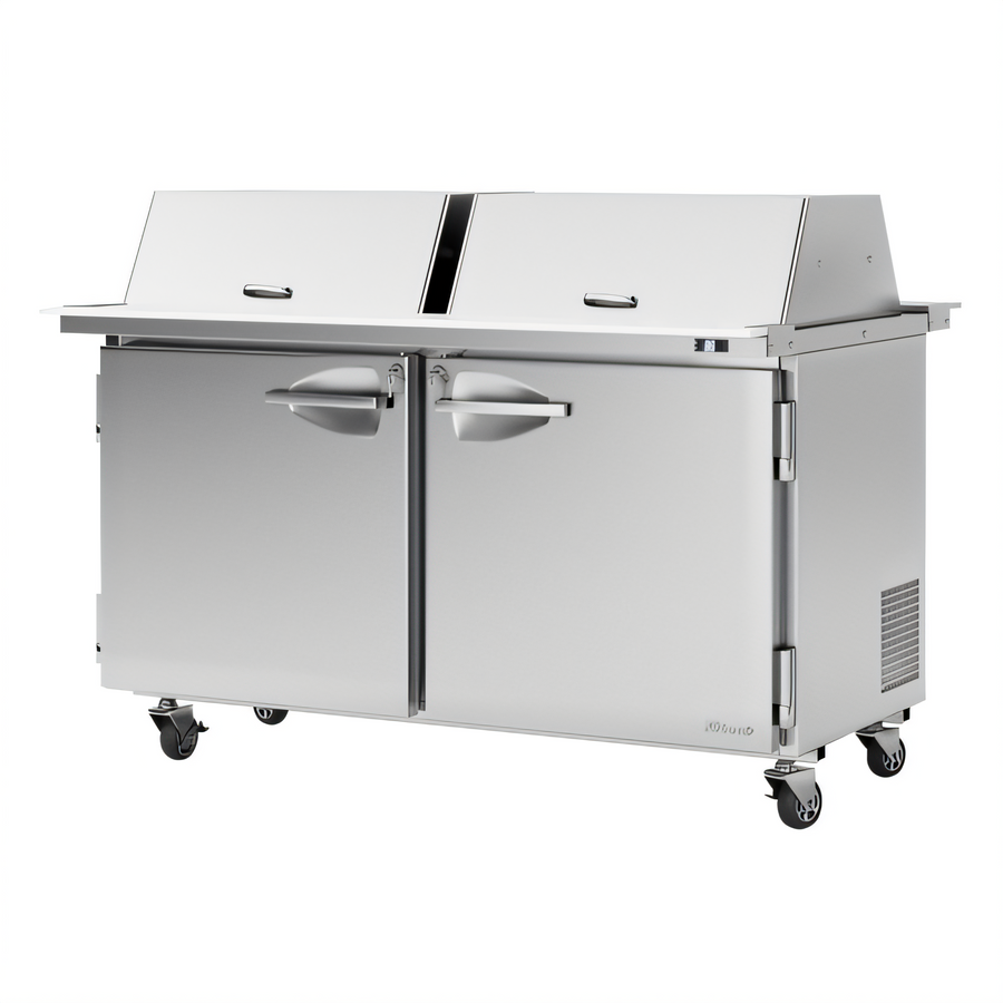 Product image #1 for Turbo Air PRO Series Mega Top Dual-Sided Lid Sandwich/Salad Prep Table, 2-Section, Rear-Mount Compressor, 24-Pan, 19 Cu. Ft.