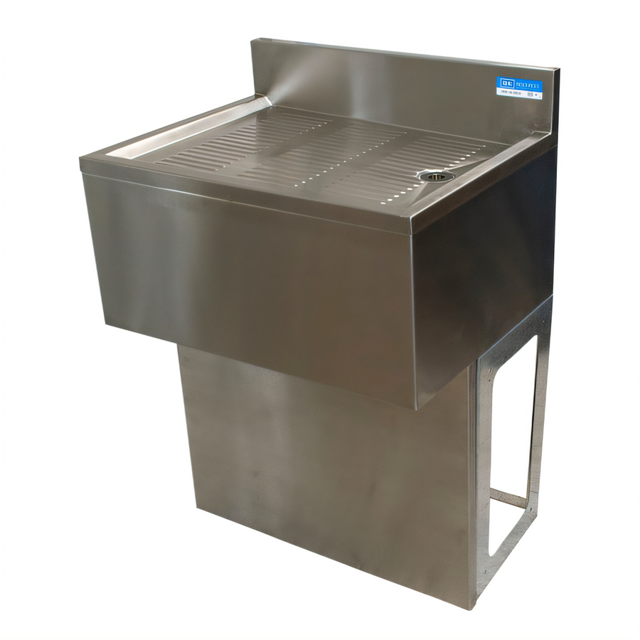 Product image #1 for BK Resources 18" x 18" Underbar Drain Board with Pedestal Base and Included Drain