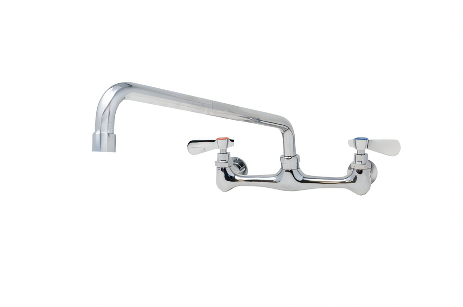 Product image #1 for Omcan USA Splash-Mounted Commercial Faucet with 16-Inch Swing Spout, 8-Inch Centers