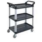 Thumbnail image #1 for Vollrath 97006 Black 3-Shelf Multi-Purpose Bus Cart, Polypropylene, 300 lb Capacity