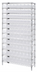 Thumbnail image #1 for Quantum Stationary Bin Wire Shelving System with 12 Shelves and 88 Clear Bins, 36