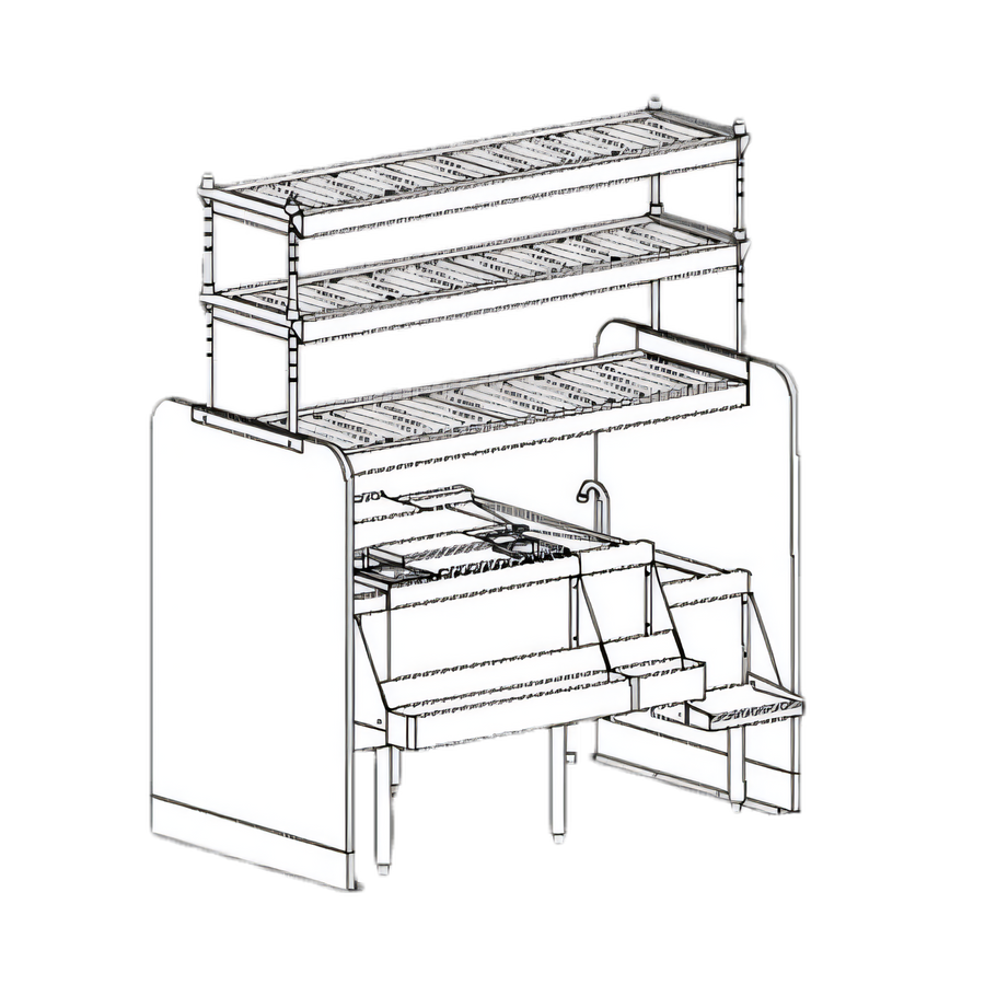 Product image #1 for Top Shelf 54-Inch Pass-Thru Underbar Ice Bin/Cocktail Station with Dual Right Sinks and Overshelves