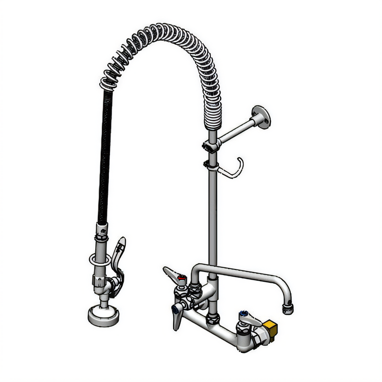 Product image #1 for EasyInstall 8" Wall Mount Pre-Rinse Unit with Add-On Faucet and 12" Swing Nozzle