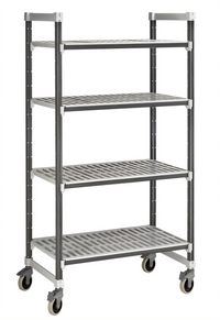 Cambro Camshelving Elements XTRA 4-Shelf Vented Mobile Starter Unit, 21 x 48 x 70-1/4 Inches, Speckled Gray