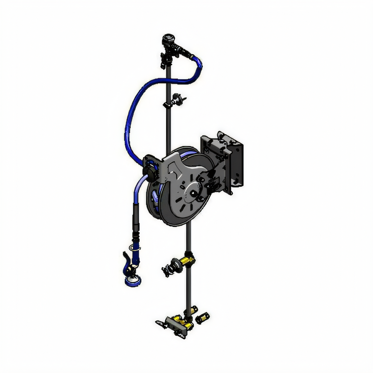 Product image #1 for Open Wall-Mount Retractable Hose Reel Assembly with 35 Ft. Hose, 3-In. Concealed Mixing Faucet and High-Flow Spray Valve