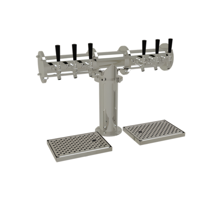 Product image #1 for Glastender Pipe Tee 6-Faucet Countertop Glycol-Cooled Draft Dispensing Tower, Mirror Finish