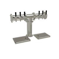 Glastender Pipe Tee 6-Faucet Countertop Glycol-Cooled Draft Dispensing Tower, Mirror Finish