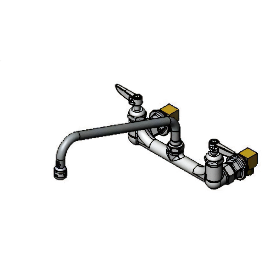 Product image #1 for T&S Brass Double Pantry Faucet with 8-Inch Wall Mount, 12-Inch Swivel Nozzle, and 1.0 GPM Aerator