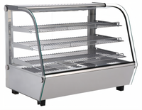 Omcan Full-Service Countertop Hot Food Heated Display Case with Curved Glass, 5.65 Cu. Ft., 3 Shelves