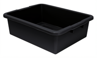 Quantum 17 x 21-1/2 x 7 Inch Black Recycled Polypropylene Ribbed Bottom Bus Tub