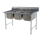 Thumbnail image #1 for Eagle Group 414-16-3-X Three-Compartment Coved Corner Sink, 58-3/4 in, 16 x 20 in Bowls, No Drainboards, 304 Bowls, 430 Top