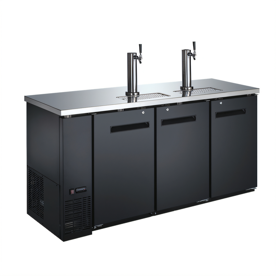 Product image #1 for Omcan Commercial 3-Section Flat Top Draft Beer Cooler/Kegerator, 73-Inch Wide, 19.6 Cu. Ft.