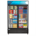 Thumbnail image #1 for KoolMore Two-Section Glass Door Merchandiser Refrigerator, 38 Cu. Ft., Bottom-Mount, Black