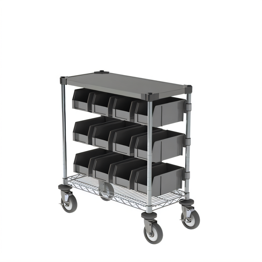 Product image #1 for Metro Chain Reaction Mobile 2-Tier Condiment Cart with 304 Stainless Steel Top Shelf and Adjustable Wire Bottom Shelf