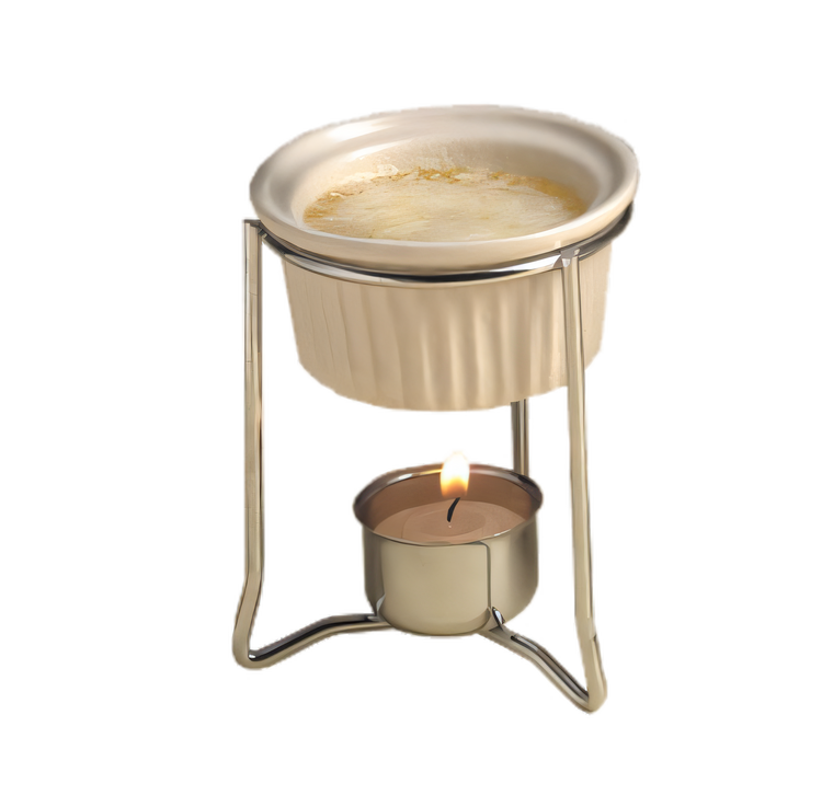 Product image #1 for American Metalcraft 4 oz Ceramic Butter Warmer Set with Chrome-Plated Stand