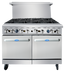 Thumbnail image #1 for CookRite 48-Inch Natural Gas Commercial Gas Range with 8 Open Burners and 2 Space Saver Ovens