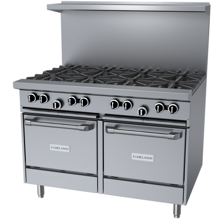 Product image #1 for Garland G Starfire Pro G48-8LL 48-Inch Gas Restaurant Range with 8 Open Burners and 2 Space-Saver Ovens