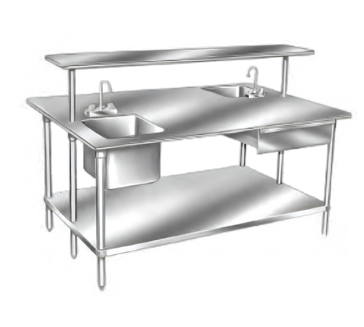 Product image #1 for Advance Tabco 144-Inch x 48-Inch 14-Gauge 304 Stainless Steel Flat Top Work Table with Adjustable Undershelf