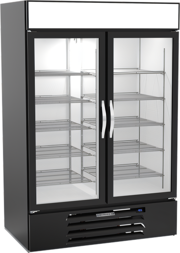 Product image #1 for Beverage-Air MarketMax Two-Section Hinged Glass Door Merchandiser Freezer, 46.2 Cu. Ft., Black, Bottom Mount