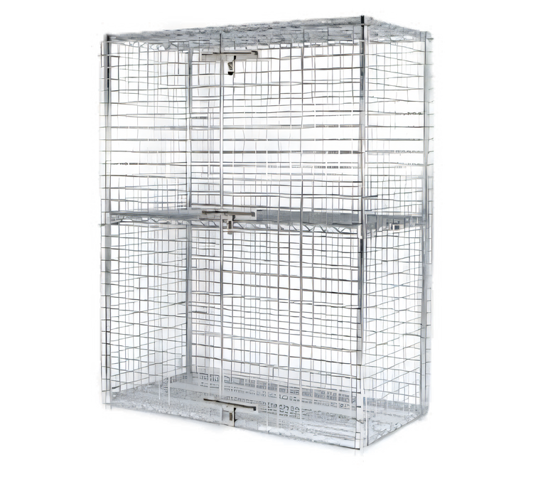 Product image #1 for Stationary Wire Security Cage with 2 Shelves, 30 x 24 x 63 Inches, Chrome Finish