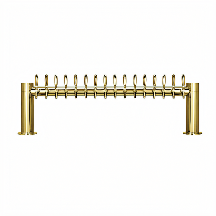Product image #1 for Metropolis H-Style Countertop Glycol-Cooled 16-Faucet Draft Beer Tower, 56 Inch Wide, PVD Brass Finish