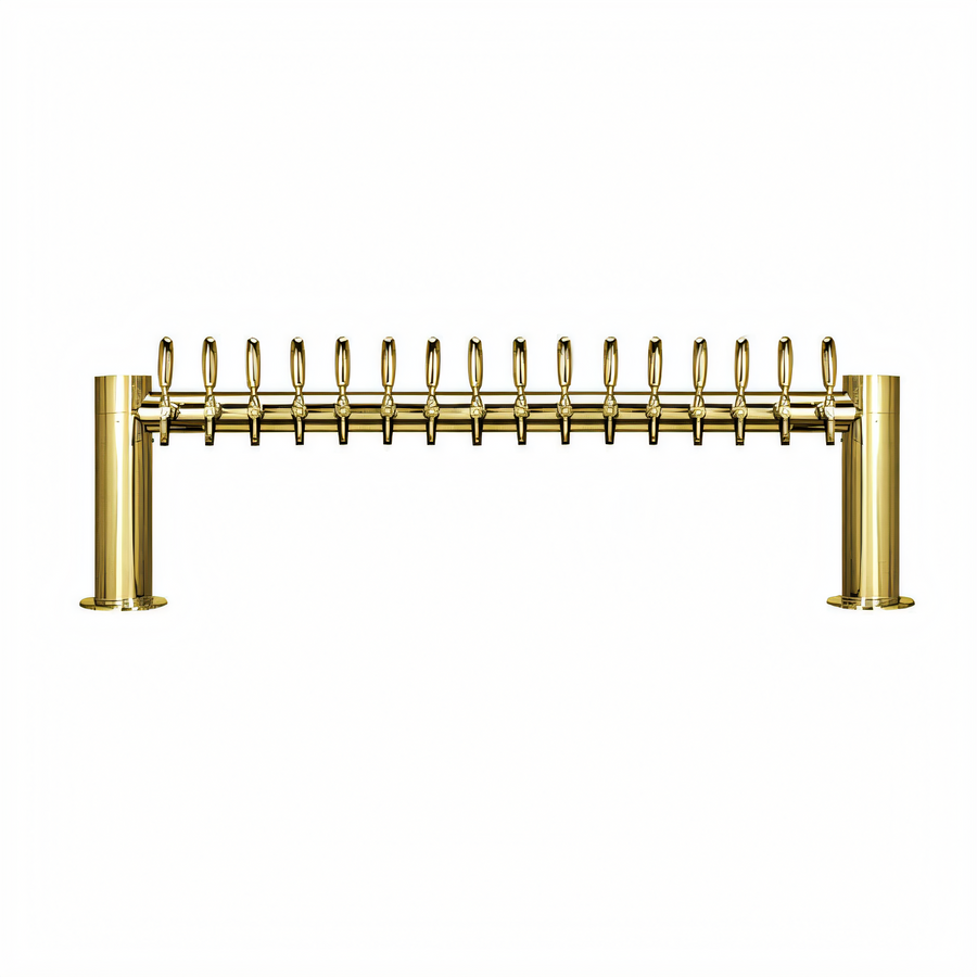 Product image #1 for Metropolis H-Style Countertop Glycol-Cooled 16-Faucet Draft Beer Tower, 56 Inch Wide, PVD Brass Finish